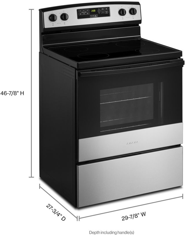 Amana® 30" Black on Stainless Free Standing Electric Range 24