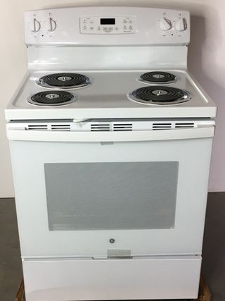 OUT OF BOX GE® 30" White Free Standing Electric Range