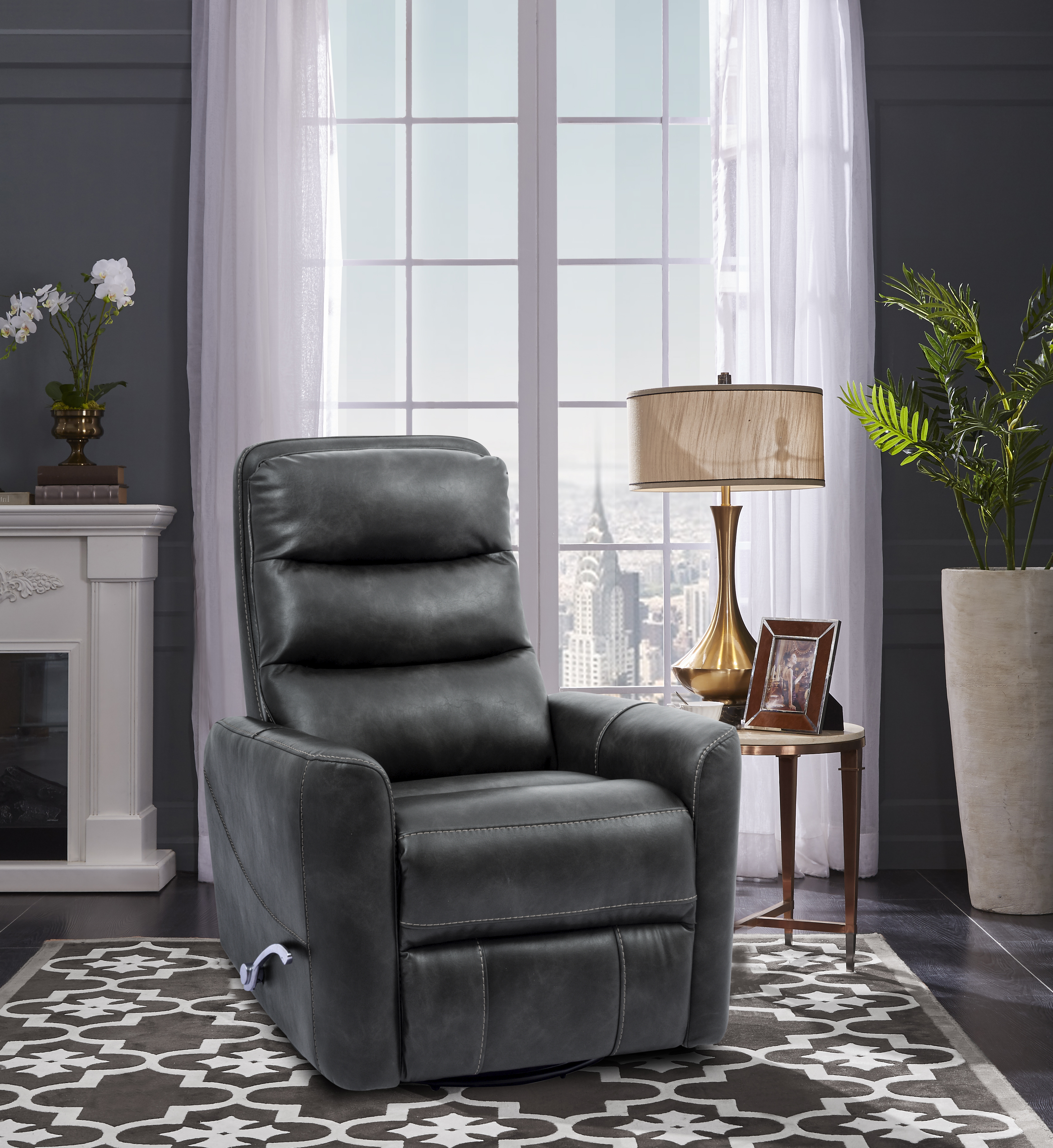 gray swivel glider recliner