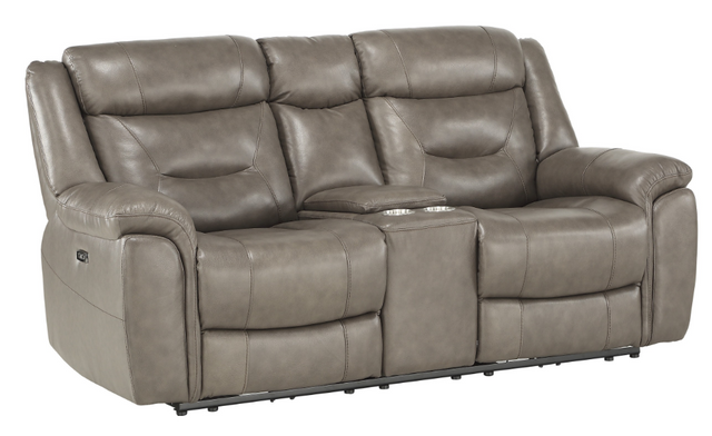 Homelegance® Kennett Brownish Gray Power Double Reclining Loveseat with Center Console and USB Ports