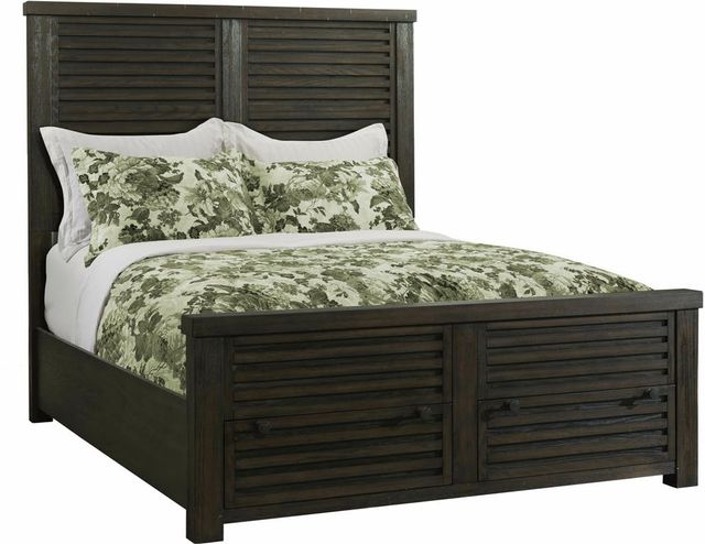 Elements International Shelter Bay Gray Complete Queen Bed