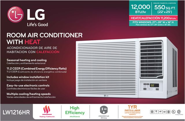 LG 12,000 BTU's White Cooling & Heating Window Air Conditioner 6