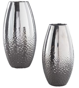 Signature Design by Ashley® Dinesh 2 Piece Silver Vase Set