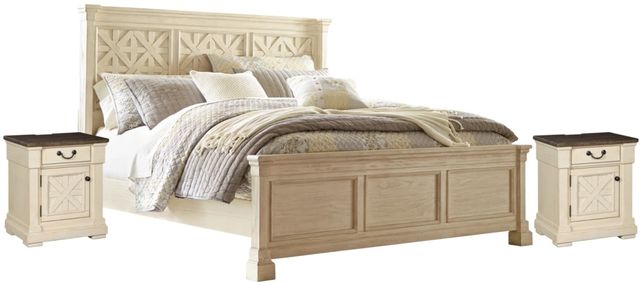 Signature Design by Ashley® Bolanburg 3 Piece Antique White Queen Panel Bed Set