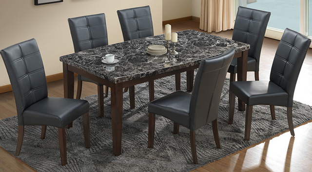 Allwood Furniture Group #121 Faux Grey Marble Dining Table Set