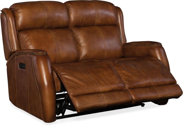 Hooker® Furniture SS Brown Emerson All Leather Power Recliner Loveseat w/ Power Headrest-1