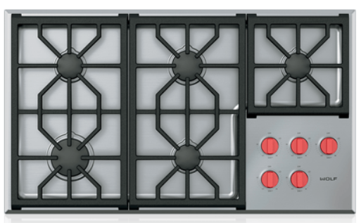 Wolf® 36" Stainless Steel Professional Gas Cooktop-CG365P/S