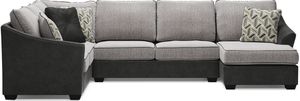 Signature Design by Ashley® Bilgray 3-Piece Pewter Left-Arm Facing Sectional with Chaise