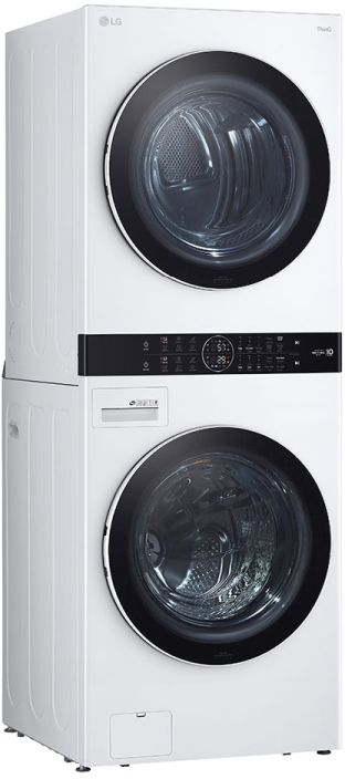 LG 4.5 Cu. Ft. Washer, 7.4 Cu. Ft. Gas Dryer White Front Load Stack Laundry 48