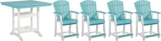 Signature Design by Ashley® Eisely 5-Piece Turquoise/White Outdoor Dining Set