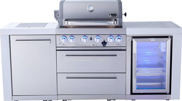 Mont Alpi 400 Deluxe Island with Fridge Cabinet 32" Stainless Steel Gas Grill 