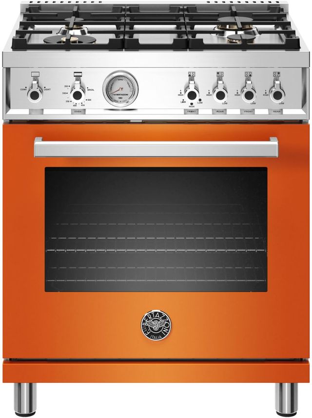 Cuisinière au gaz style Pro de 30 po Bertazzoni® Professional de 4.7 pi³ - Orange