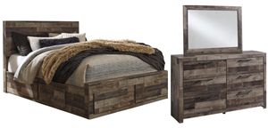 Benchcraft® Derekson 3-Piece Multi Gray Queen Panel Storage Bed Set