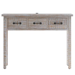 Jofran North Coast Whitewash 3-Drawer Console Accent Table
