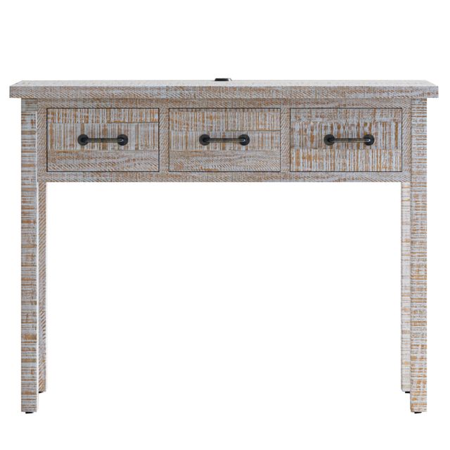 Jofran North Coast Whitewash 3-Drawer Console Accent Table-0