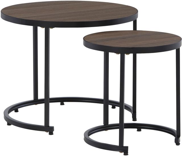 Signature Design by Ashley® Ayla 2-Pieces Brown/Black Nesting End Tables Set 0