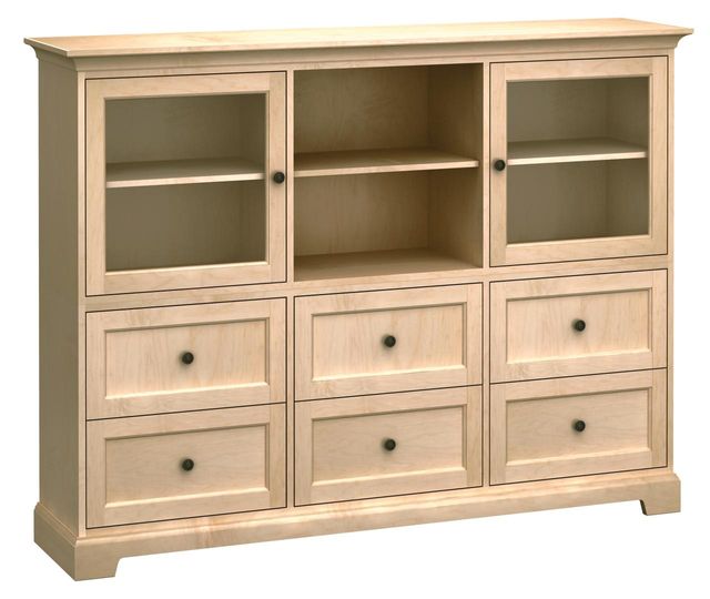 Howard Miller® Customizable 73" Home Storage Cabinet with Two Top Glass Doors and Six Drawers