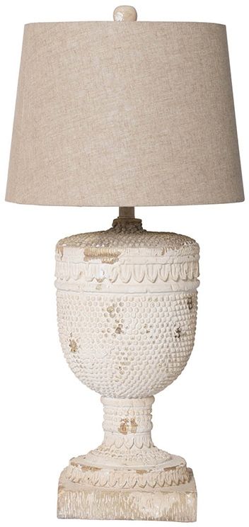 A & B Home Fletcher Distressed White Table Lamp 0