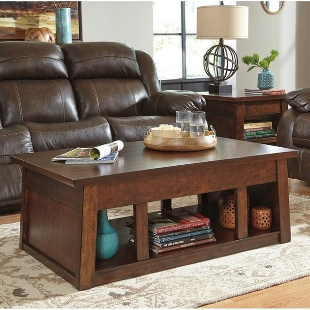 Signature Design by Ashley® Harpan Reddish Brown Lift Top Coffee Table 1