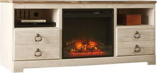 Signature Design by Ashley® Willowton Whitewash 64" TV Stand with Electric Fireplace