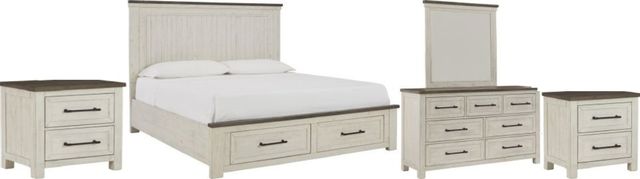 Benchcraft® Brewgan 5-Piece Two-Tone King Panel Storage Bed Set