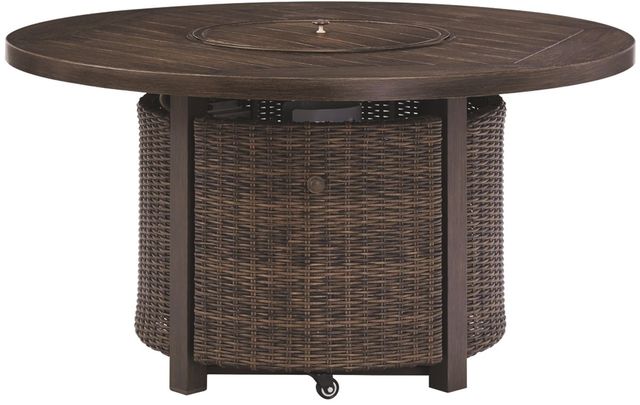 Paradise Trail Medium Brown Round Fire Pit Table 1