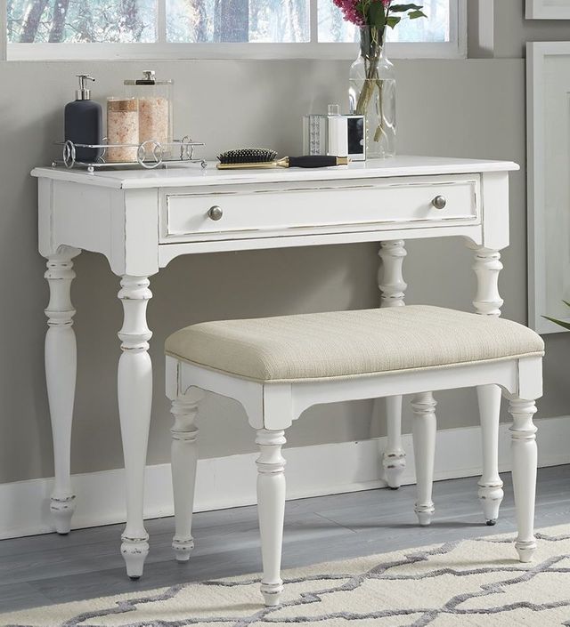 Liberty Furniture Chandler White Accent Vanity Desk and Stool 4