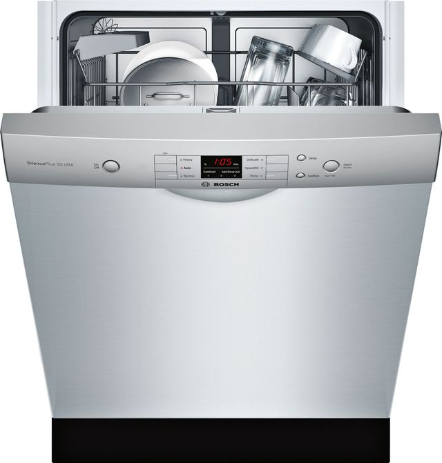 Bosch 100 Series 23.56" Built In Dishwasher-Stainless Steel-2