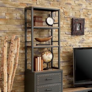Furniture of America® Galway Sand Black/Natural Tone Pier Cabinet with 3 Pieces