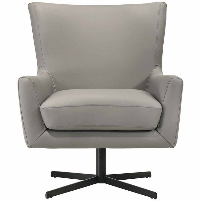 New Classic Acadia Slate Gray Leather Swivel Chair-1