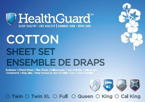 HealthGuard™ Luxury Egyptian Cotton Light Blue Queen Sheet Set 3