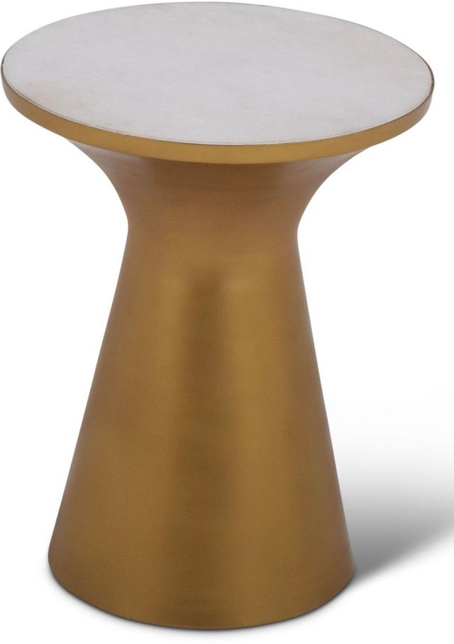 Steve Silver Co. Jaipur White Marble Top Round End Table with Brass Base