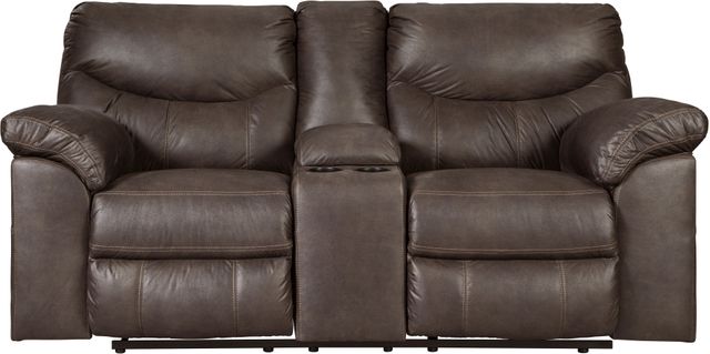Signature Design by Ashley® Boxberg Teak Double Reclining Loveseat with Console-1
