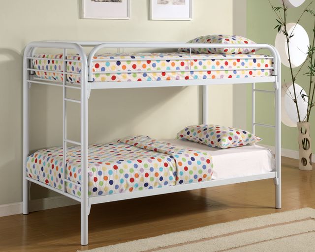 Playhouse Twin Over Twin Bunk Bed (White)-1