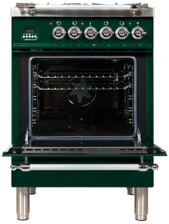 Ilve® Nostalgie Series 24" Emerald Green Free Standing Dual Fuel Natural Gas Range 1
