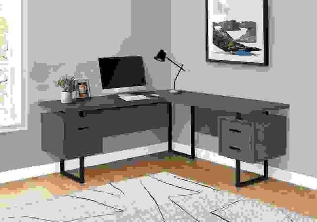 Computer Desk, Home Office, Corner, Left, Right Set-Up, Storage Drawers,  70L, L Shape, Work, Laptop, Metal, Laminate, Black, Grey, Contemporary,  Modern, Big Sandy Superstore