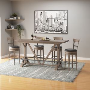 Emerald Home 5pc Brown Bar Table with 4 Swivel Stools