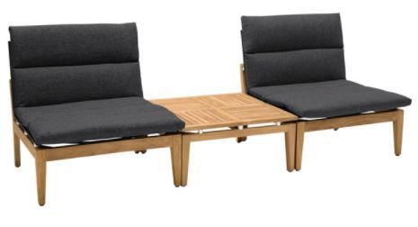 Armen Living Arno 3-Piece Charcoal Outdoor Seating Set