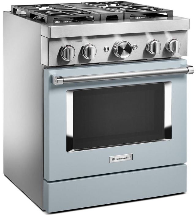 KitchenAid® 30" Misty Blue Commercial-Style Free Standing Dual Fuel Range 2