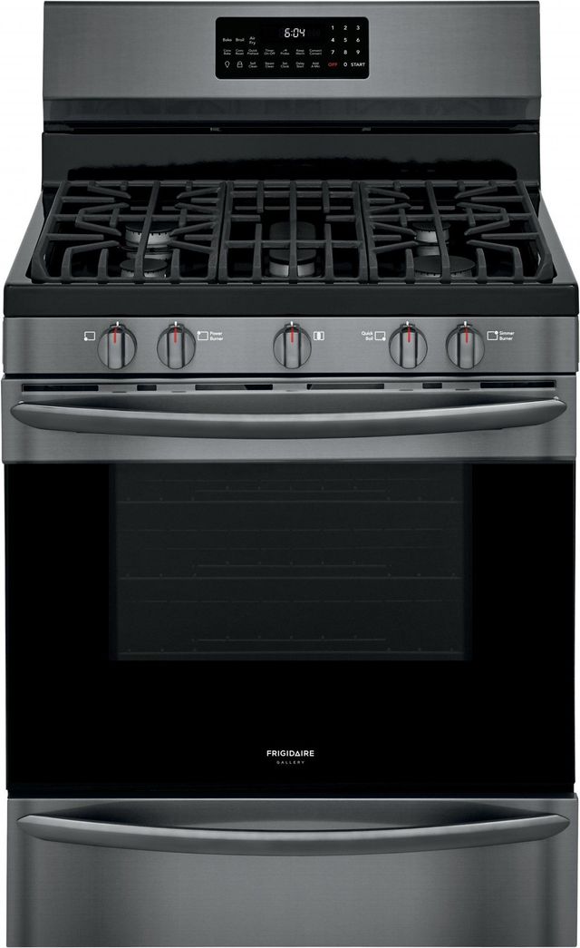 Frigidaire Gallery® 30" Black Stainless Steel Free Standing Gas Range with Air Fry 0