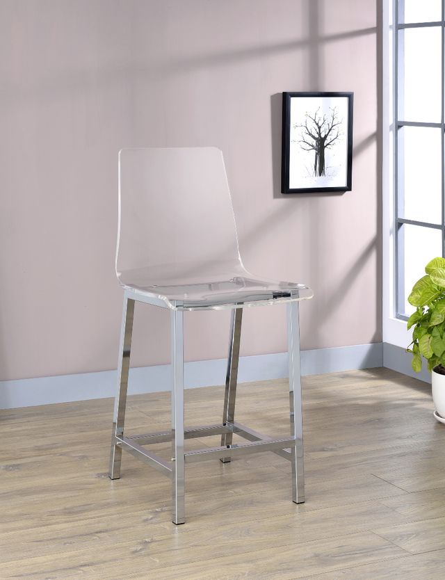 Coaster® Juelia Set of 2 Chrome And Clear Acrylic Counter Height Stools-1