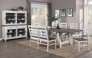 ECI Furniture La Sierra Distressed White/Grayish-Brown Trestle Dining Table