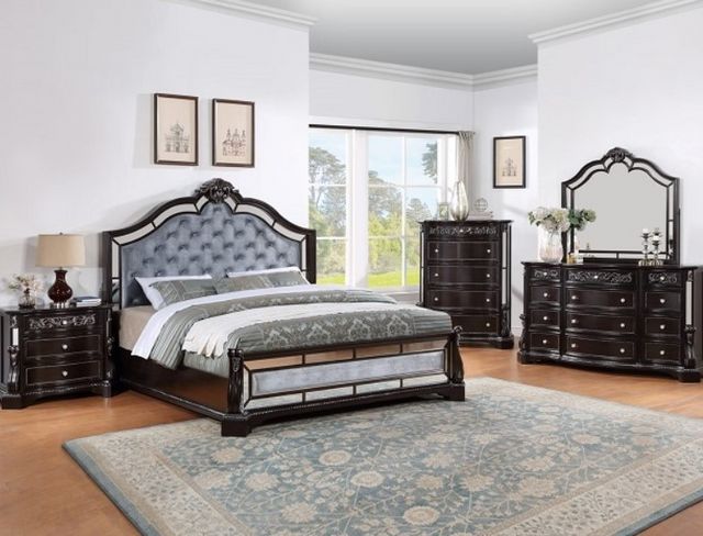 Crown Mark Bankston Brown/Gray Queen Upholstered Panel Bed-3