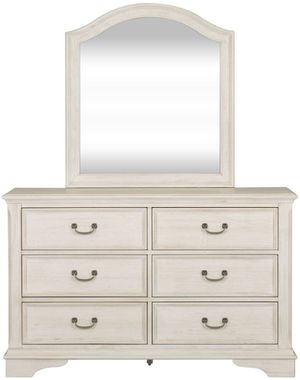 Liberty Bayside Heavy Wirebrushed Antique White Dresser and Mirror