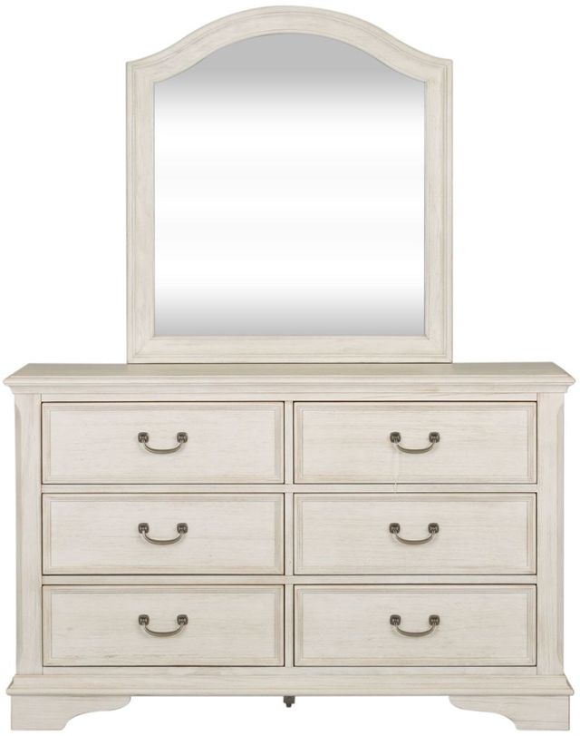 Liberty Furniture Bayside Heavy Wirebrushed Antique White 6 Drawer Dresser & Mirror-0
