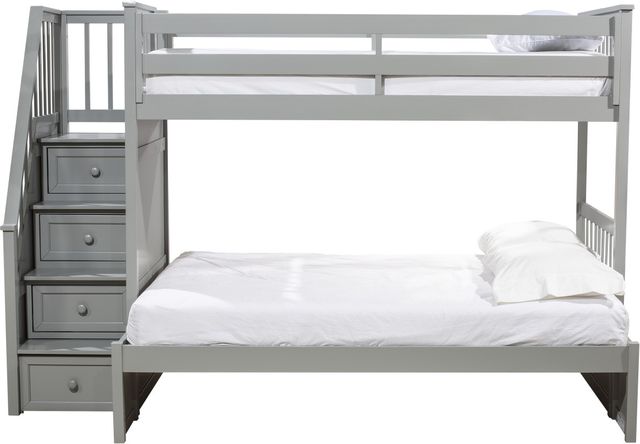 Hillsdale Furniture Schoolhouse Gray Twin/Full Youth Stair Bunk Bed-3