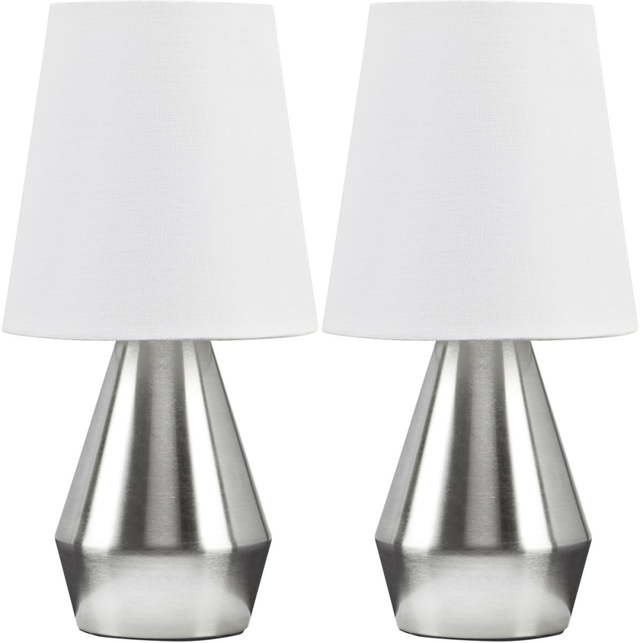 Signature Design by Ashley® Lanry 2-Piece Silver Table Lamp Set 0