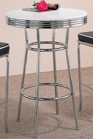 Coaster® Retro White and Silver Bar Table 1