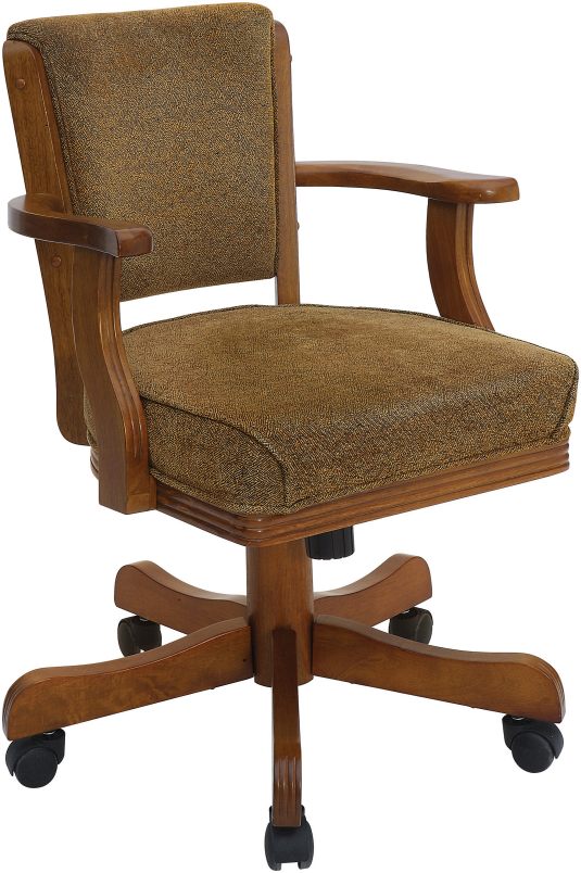 Mitchell Oak Finish Upholstered Game Arm Chair with Casters by Coaster 100952 