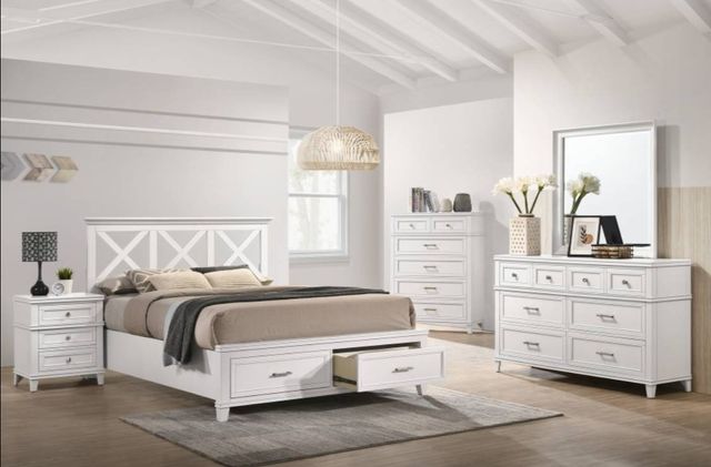 Bernards Nova II White Full Panel Storage Bed | Bob Mills Furniture